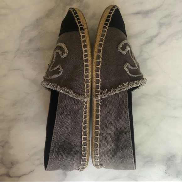 CHANEL Grey & Black Captoe Canvas Espadrilles - Picture 8 of 16